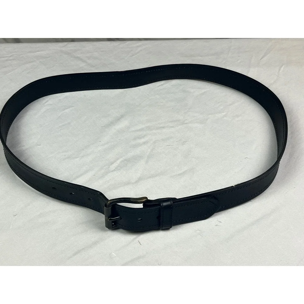 Dickies Mens Black Leather Belt Size 42 Antique Brass Buckle Workwear Casual